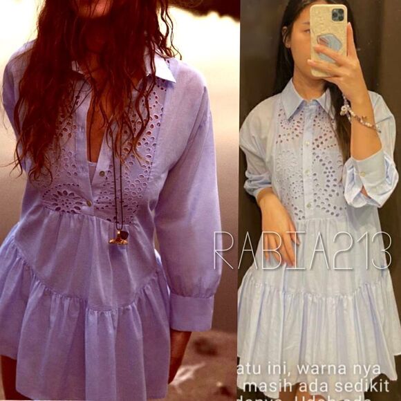 ZARA OPENWORK EMBROIDERED DRESS - Picture 12 of 16